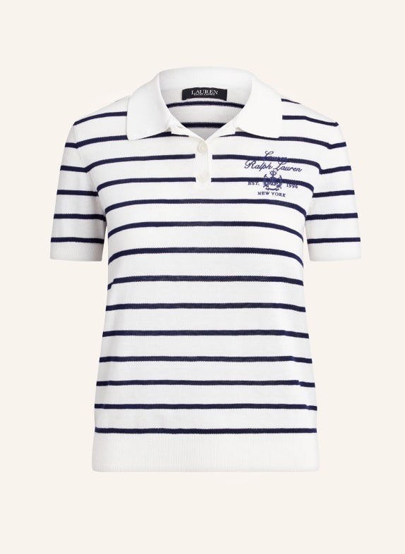 LAUREN RALPH LAUREN knitted polo shirt WHITE / DARK BLUE