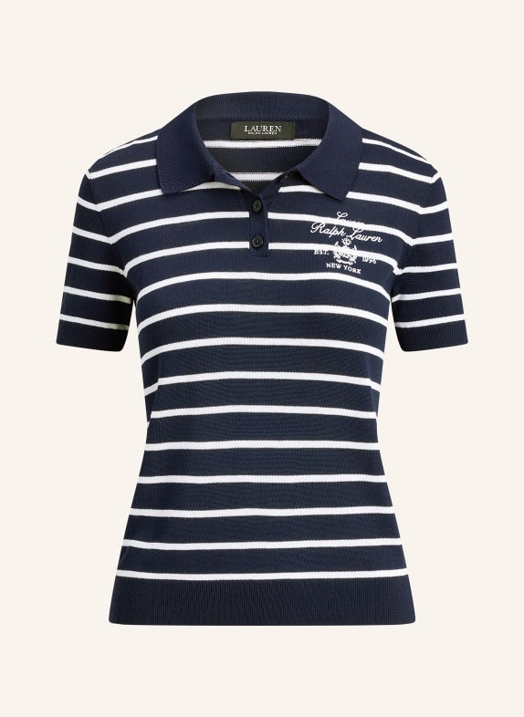 LAUREN RALPH LAUREN knitted polo shirt DARK BLUE / WHITE