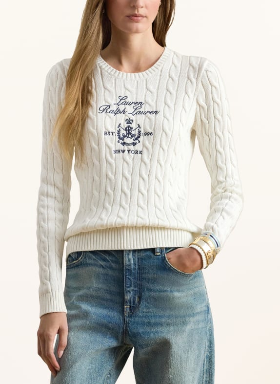 LAUREN RALPH LAUREN trui WIT / DONKERBLAUW