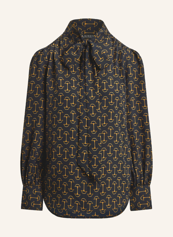 LAUREN RALPH LAUREN Schluppenbluse DUNKELBLAU / COGNAC