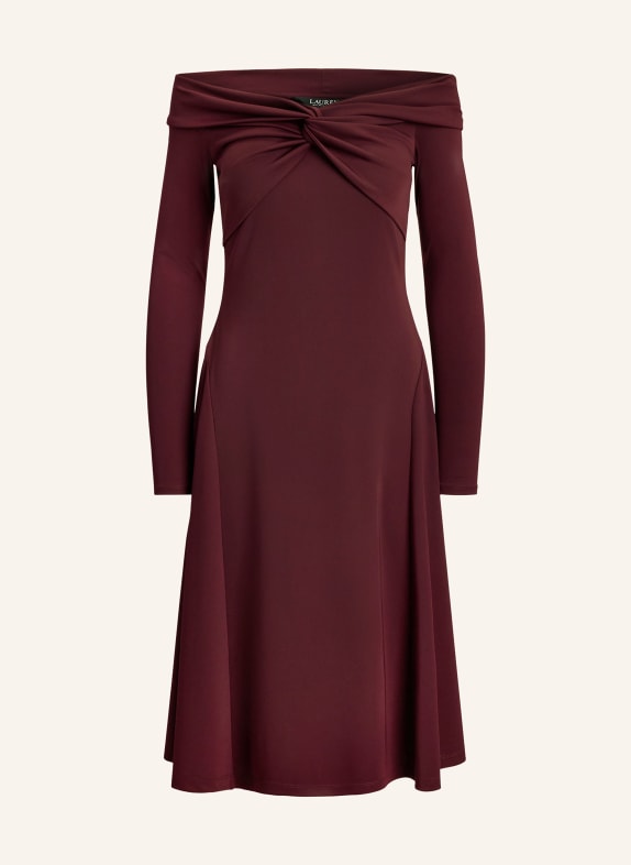 LAUREN RALPH LAUREN Sukienka z odkrytymi ramionami z dżerseju CIEMNOCZERWONY