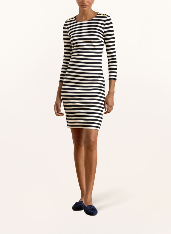 LAUREN RALPH LAUREN Sukienka z dżerseju z rękawami 3/4 GRANATOWY / KREMOWY