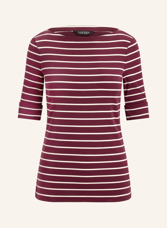LAUREN RALPH LAUREN tričko TMAVĚ ČERVENÁ / KRÉMOVÁ