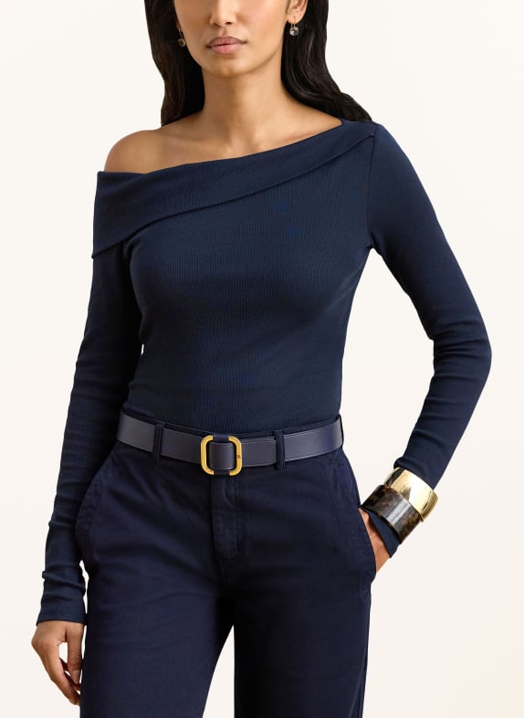 LAUREN RALPH LAUREN One-shoulder shirt DONKERBLAUW