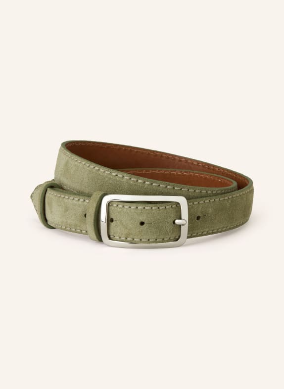 Reptile's House leather belt OLIVE / SILVER