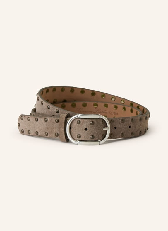 Reptile's House Leather belt with studs TAUPE / SILVER / GOLD