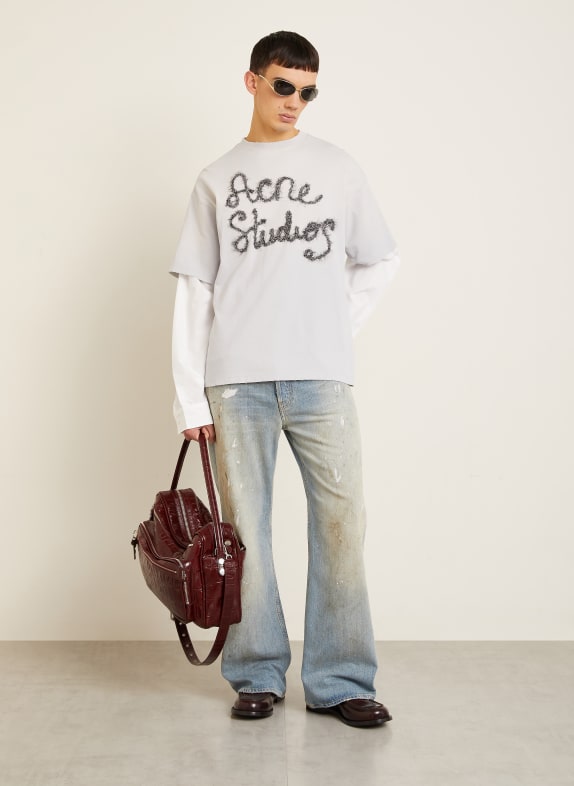 Acne Studios Longsleeve met glittergaren LICHTGRIJS / ECRU