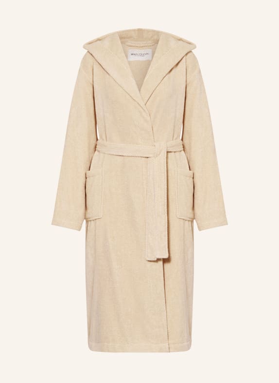 Marc O'Polo Women's hooded bathrobe BEIGE / WHITE