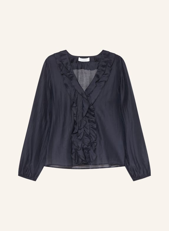 comma Blusenshirt mit Volants DUNKELBLAU