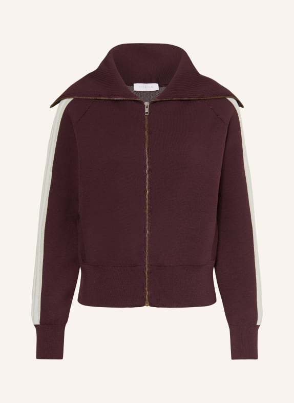 Rich & Royal Strickjacke mit Galonstreifen DUNKELROT