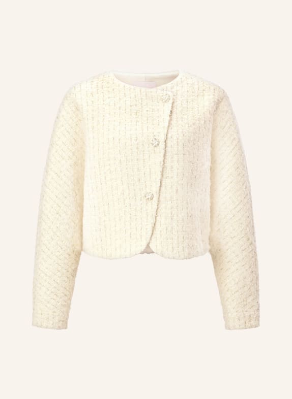 Rich & Royal Bouclé jacket with glitter yarn and gemstones WHITE