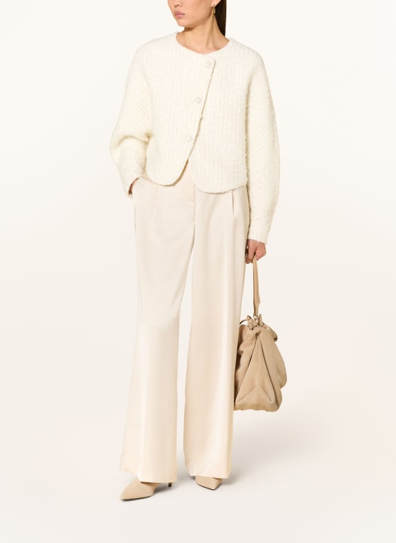 Rich & Royal Boucléová bunda s třpytivou přízí a ozdobnými kamínky BÍLÁ