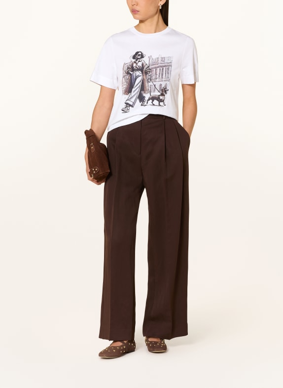 Rich & Royal T-shirt met sierstenen WIT / MARRON FONCÉ / ZWART