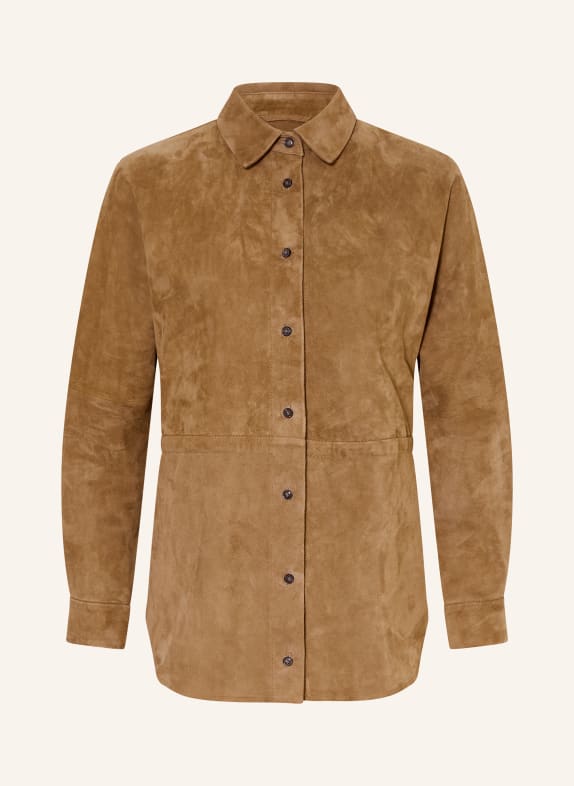 Rich & Royal Hemdbluse aus Leder BRAUN