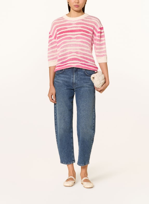 Rich & Royal Gebreid shirt met alpaca en mohair ROZE / WIT