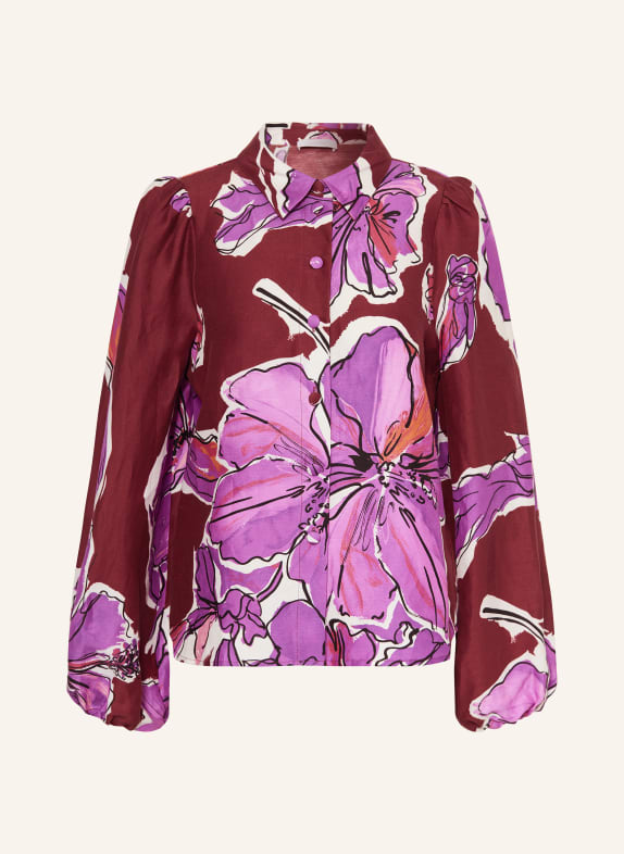 Rich & Royal Shirt blouse with linen DARK RED / PURPLE
