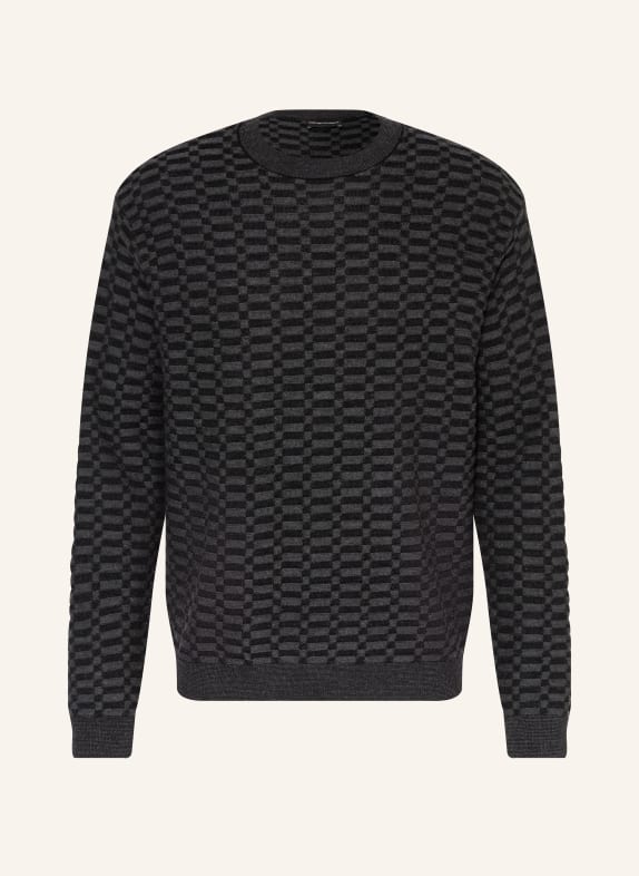 EMPORIO ARMANI svetr ČERNÁ / TMAVĚ ŠEDÁ