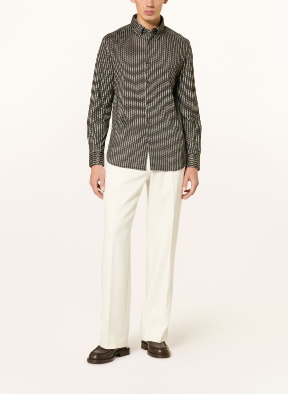 EMPORIO ARMANI Jerseyhemd Regular Fit DUNKELBRAUN / BEIGE