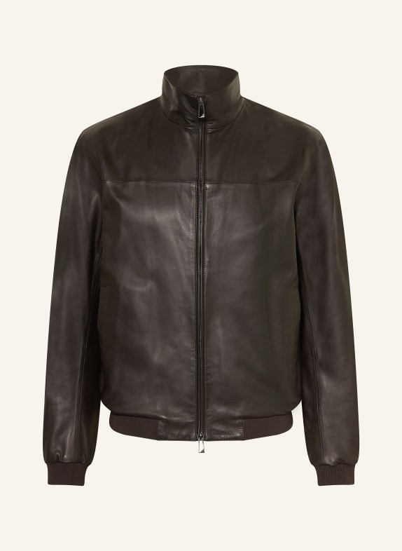 EMPORIO ARMANI Lederblouson DUNKELBRAUN