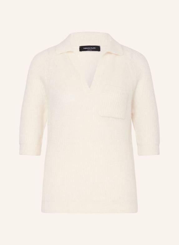 FABIANA FILIPPI Strick-Poloshirt mit Pailletten CREME