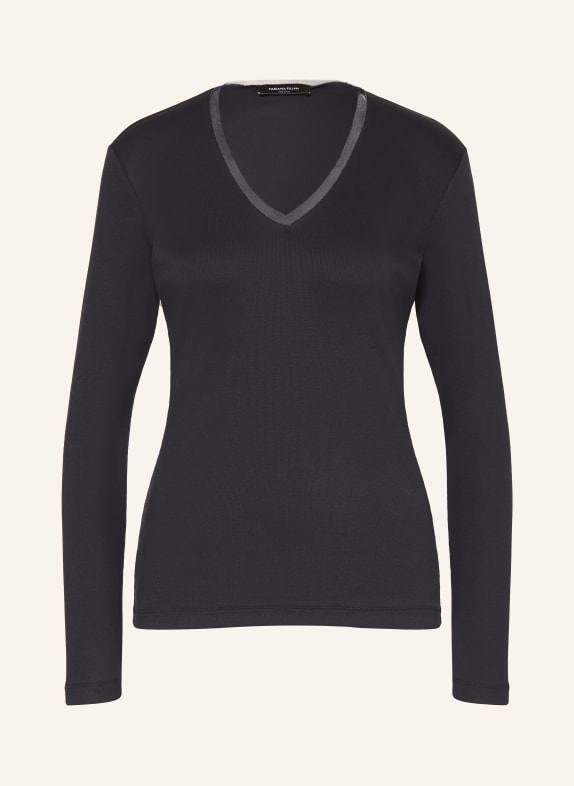 FABIANA FILIPPI Longsleeve mit Schmuckperlen DUNKELBLAU