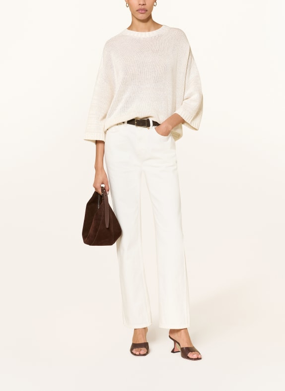 FABIANA FILIPPI Gebreid shirt met merinowol en glittergaren ECRU / GOUD