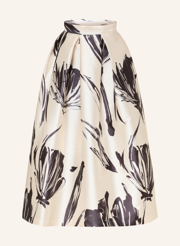 LUNATICA MILANO Saténová sukně PINSELSTRICH KRÉMOVÁ / ČERNÁ