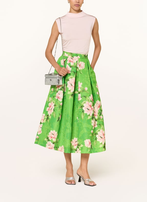 LUNATICA MILANO Fustă jacquard VERDE NEON / ROZ DESCHIS / ROZ