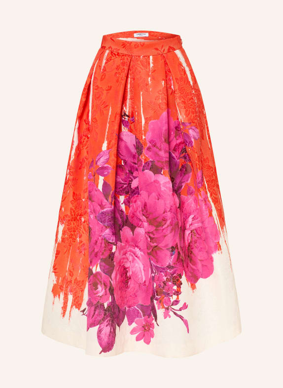 LUNATICA MILANO Žakárová sukně ČERVENÁ / RŮŽOVÁ / BÍLÁ