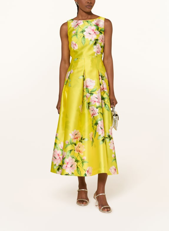 LUNATICA MILANO Satinkleid GRETA NEONGELB / ROSA / GRÜN