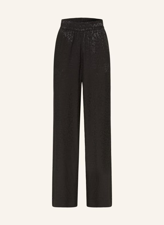 OH APRIL SAELA jacquard pants with braid trim BLACK