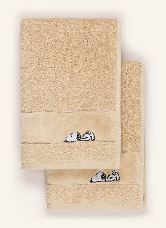 VOSSEN 2er-Set Gästehandtücher SLEEPY SNOOPY BEIGE