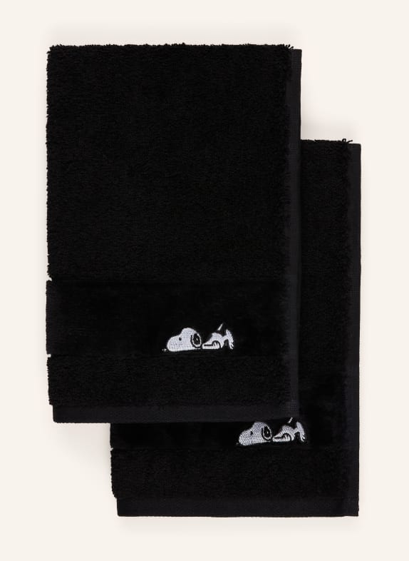 VOSSEN 2er-Set Gästehandtücher SLEEPY SNOOPY SCHWARZ