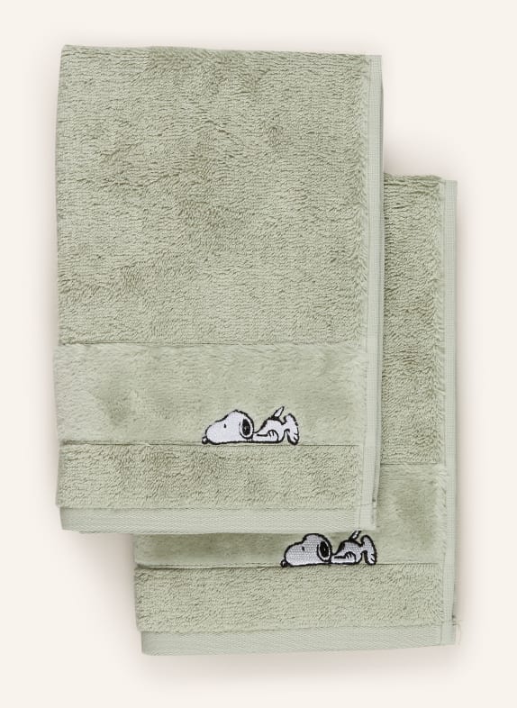 VOSSEN 2er-Set Gästehandtücher SLEEPY SNOOPY HELLGRÜN
