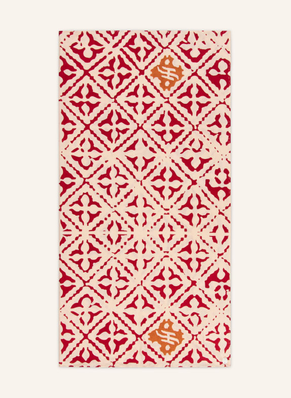 friendly hunting silk scarf ECRU / DARK RED / DARK ORANGE