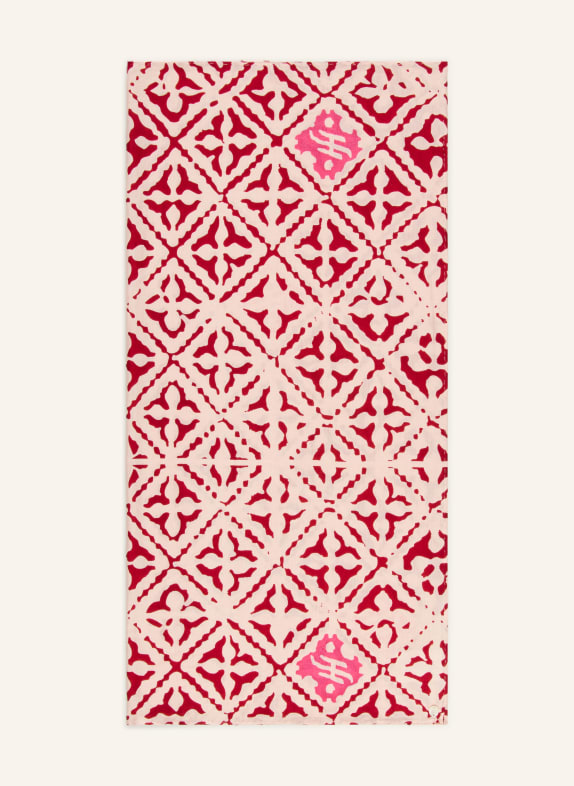 friendly hunting silk scarf LIGHT PINK / DARK RED