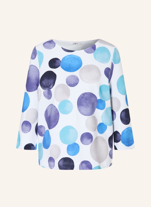ZAÍDA Shirt with 3/4-length sleeves WHITE / DARK PURPLE / BLUE