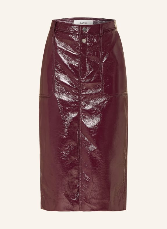 ba&sh Sukně MARYLOU v koženém vzhledu TMAVĚ FIALOVÁ