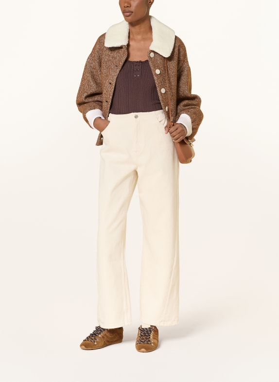 CLAUDIE PIERLOT Kurtka z odpinanym kołnierzem BRĄZOWY