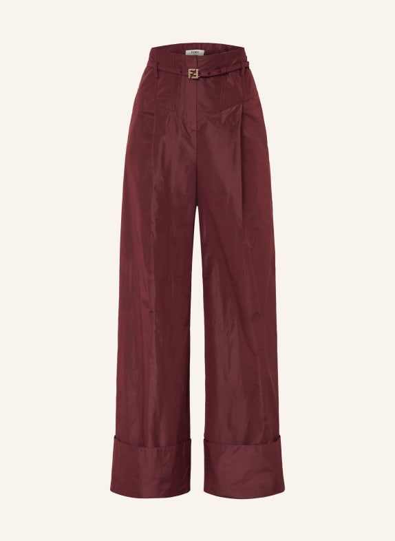 FENDI Merlenehose aus Seide DUNKELROT