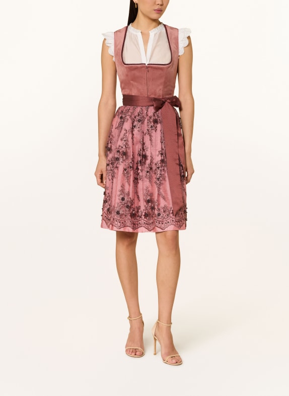 KRÜGER Dirndl KAELYN mit Schmuckperlen HELLROT / BRAUN