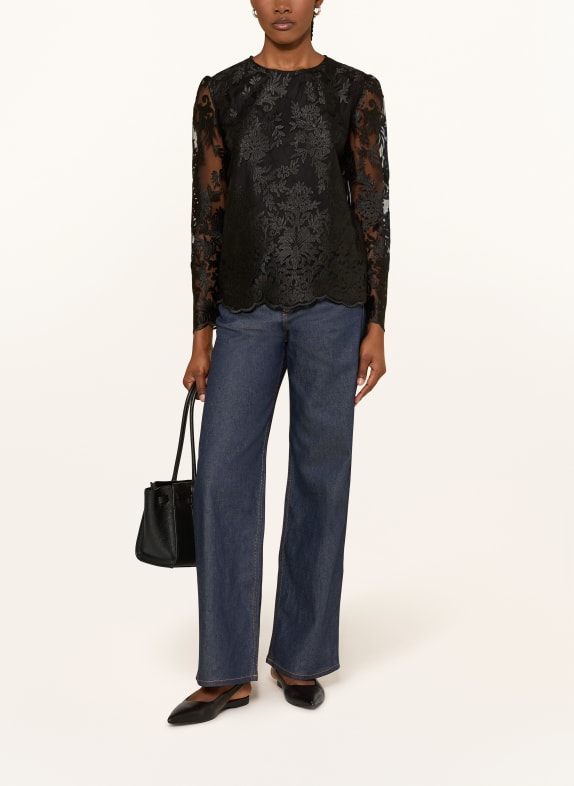 van Laack Blouse VL-TANIMAS-XX van kant ZWART