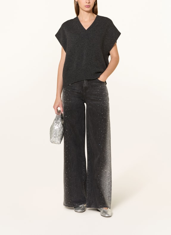 miss goodlife Wide leg jeans met sierstenen 328 darkgrey