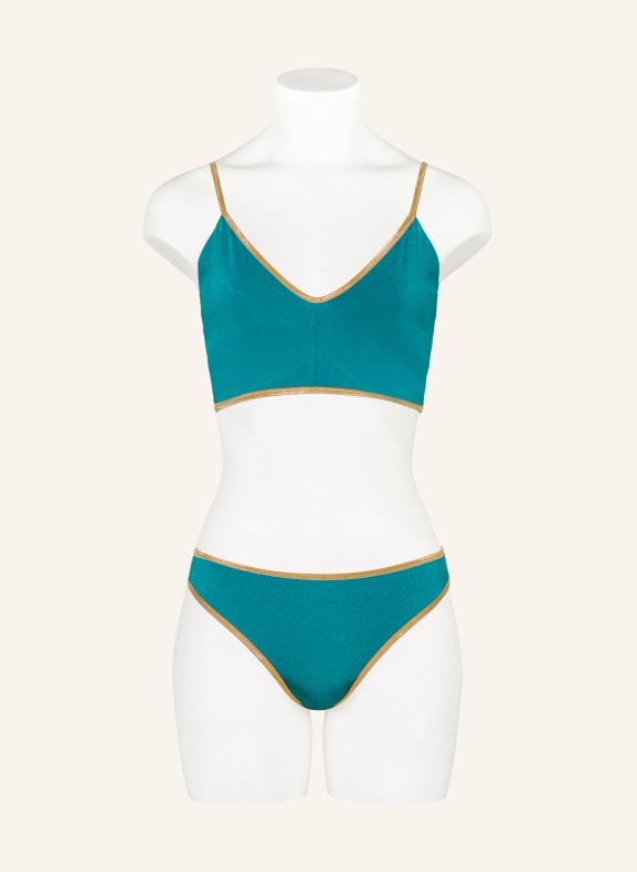 MYMARINI Omkeerbaar bustier-bikinitopje VACATION TOP SHINE met UV-bescherming 50+ PETROL / GOUD / LICHTGROEN