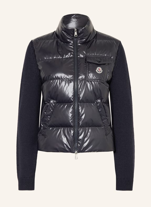 MONCLER Strickjacke im Materialmix DUNKELBLAU