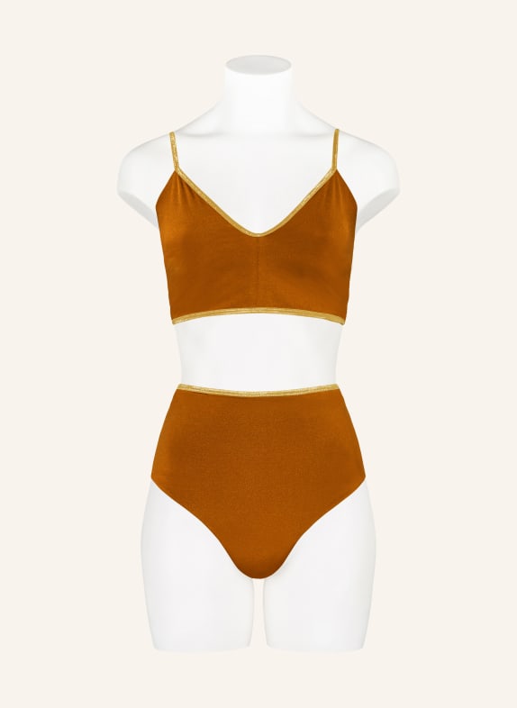 MYMARINI Omkeerbaar bikinibroekje SHINE met hoge taille en UV-bescherming 50+ BRUIN / GOUD / ROZE