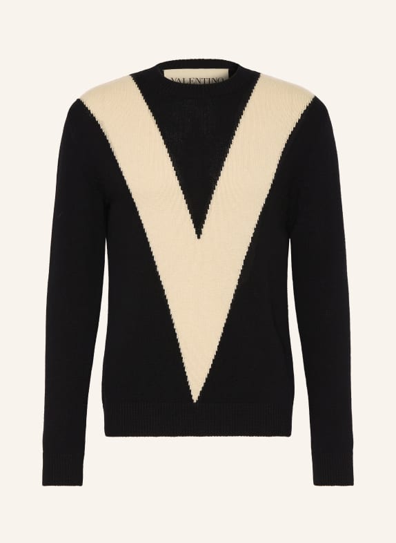 VALENTINO sweter CZARNY / KREMOWY