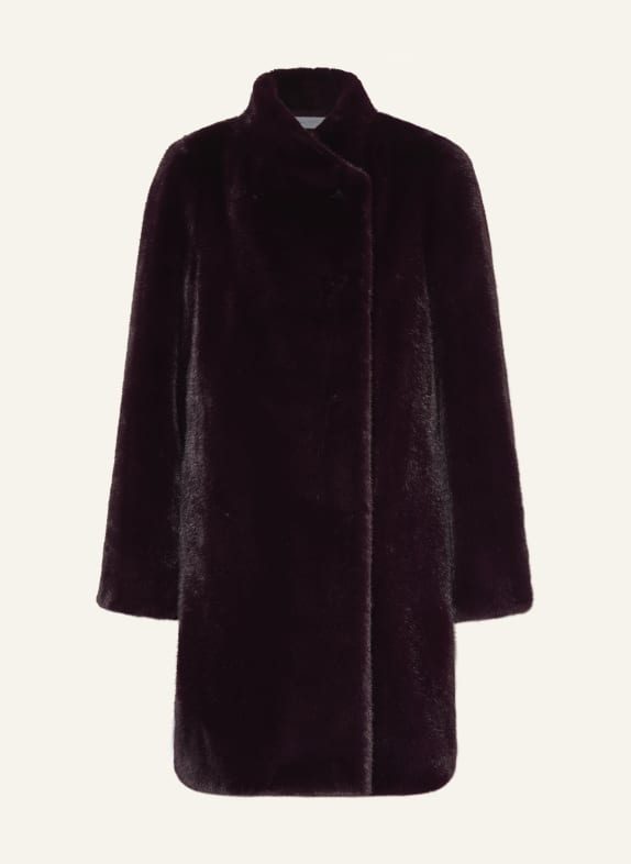 HOBBS TARINI faux fur coat DARK RED