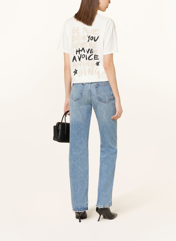 ANINE BING T-shirt WALKER CRÈME / TAUPE / ZWART