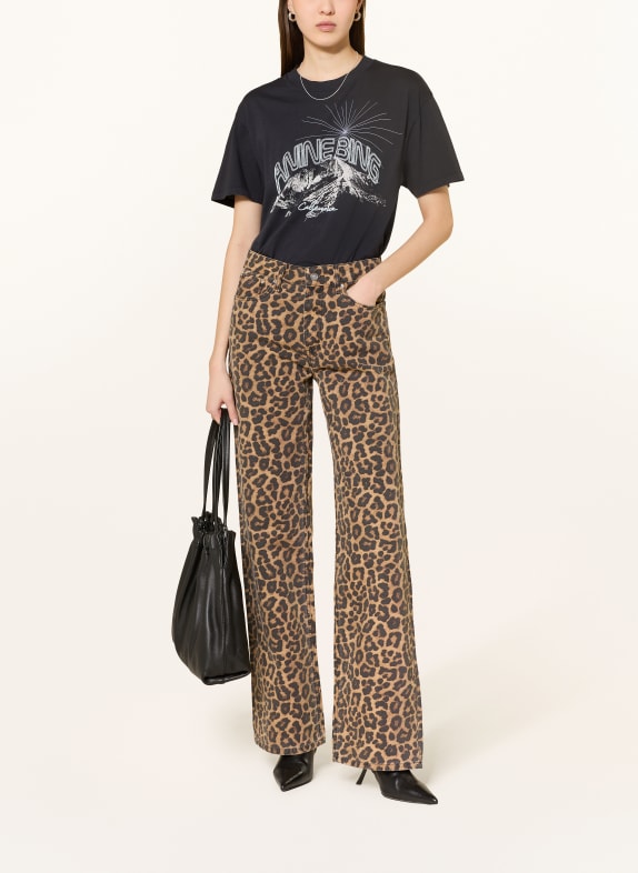 ANINE BING T-shirt WALKER ZWART / BEIGE / LICHTPAARS